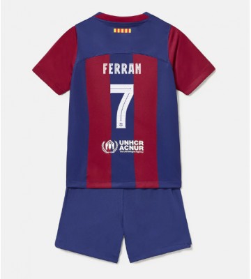 Barcelona Ferran Torres #7 Koti Pelipaita Lasten 2023-24 Lyhyet Hihat (+ Lyhyet housut)